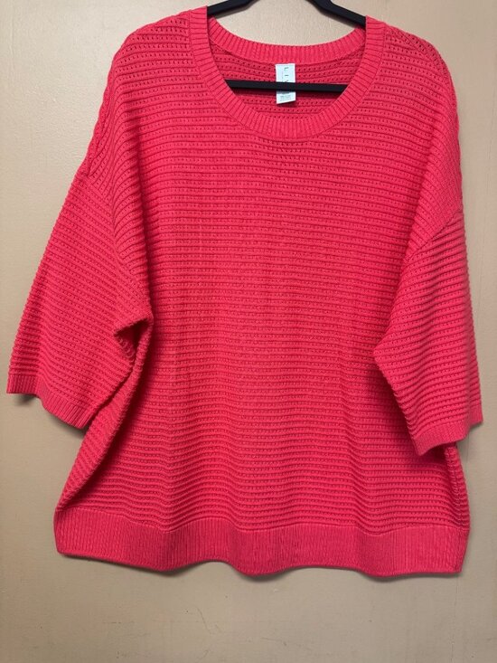 Lane Bryant Sweaters - Lane Bryant Livi Coral Pink Pointelle Knit Dolman Sleeve Sweater 22/24 Beachy